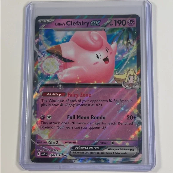 Pokemon Pink Lillie's Clefairy ex Holo Trading Card - Picture 1 of 2